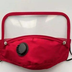 Red Reusable/Washable Face Mask with Detachable Shield